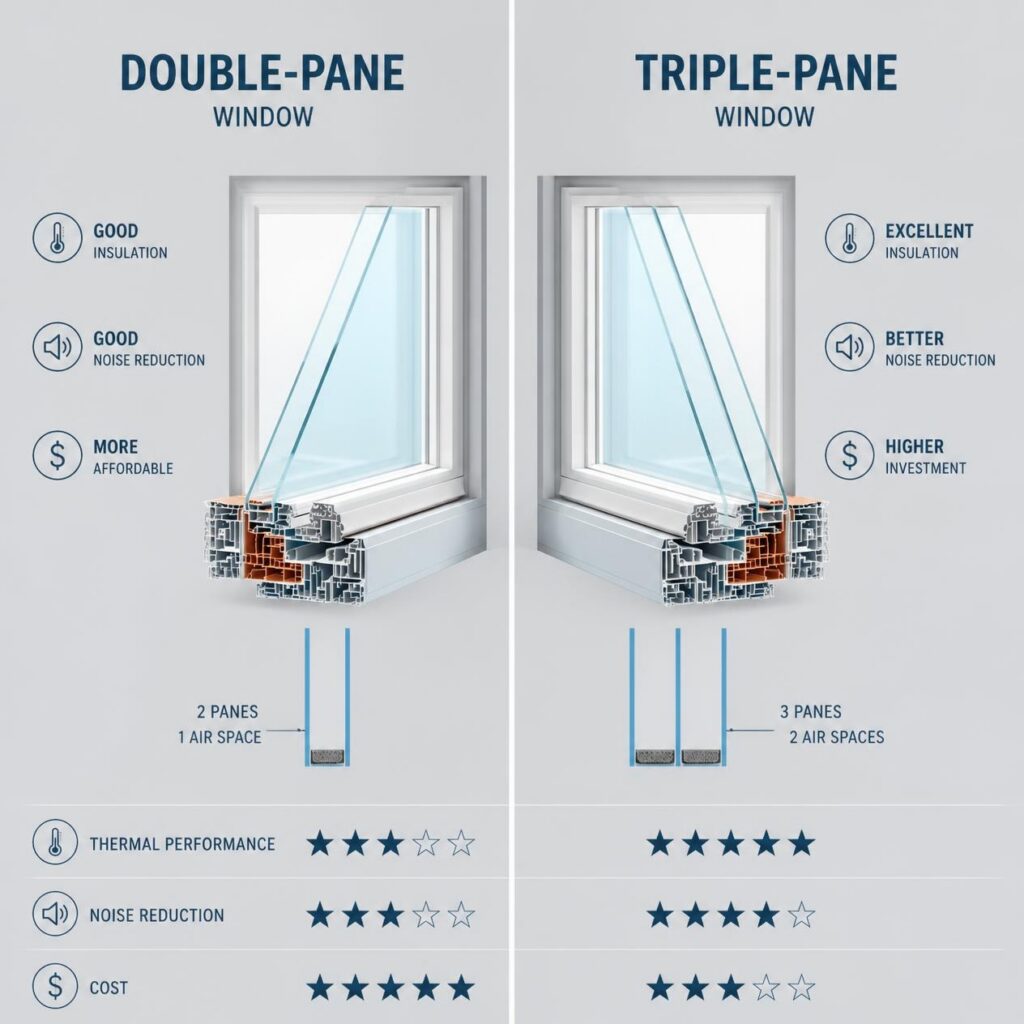 double-pane vs triple-pane glass